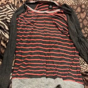 LONG SLEEVE MEDIUM STRIPED SHIRT PINK AND GREY